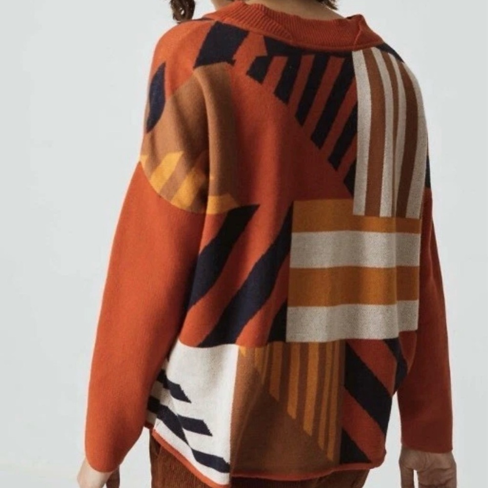SKFK Karle Organic Cotton Geometric Print Knit Sweater Size 12 Bohemian - Picture 11 of 11